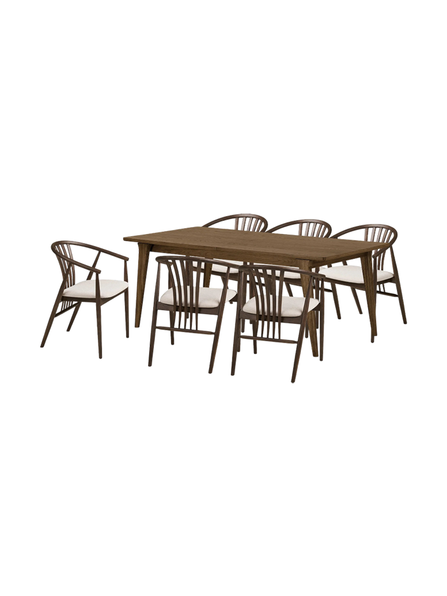 
Grande set da sala da pranzo di design in 7 pezzi «Darwin & Agustin» - Rovere Marrone scuro
