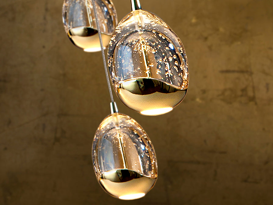 
Suspension design LED dimmable « Rocio » à 5 lampes, dorée - sans télécommande