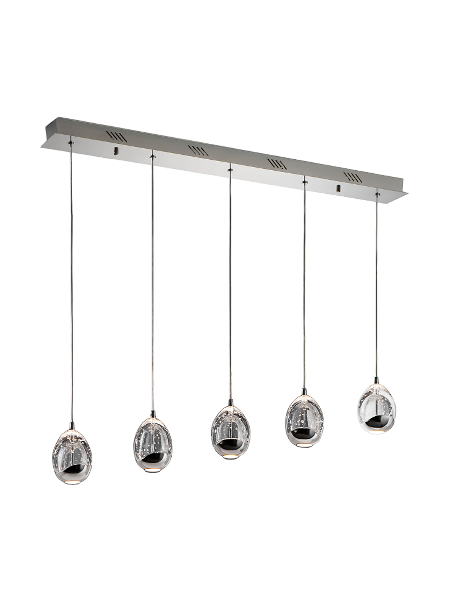
Dimmbare LED Design Hängelampe „Rocio“ 5-flammig, Silber - ohne Fernbedienung