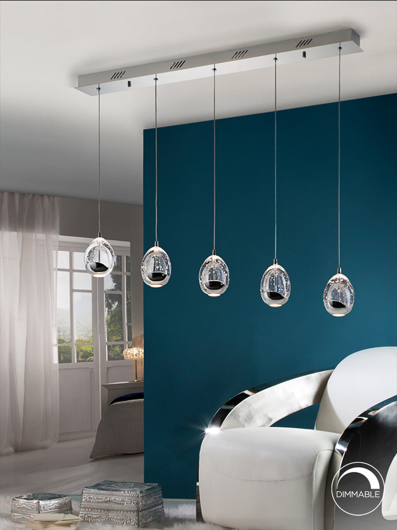 
Dimmbare LED Design Hängelampe „Rocio“ 5-flammig, Silber - ohne Fernbedienung