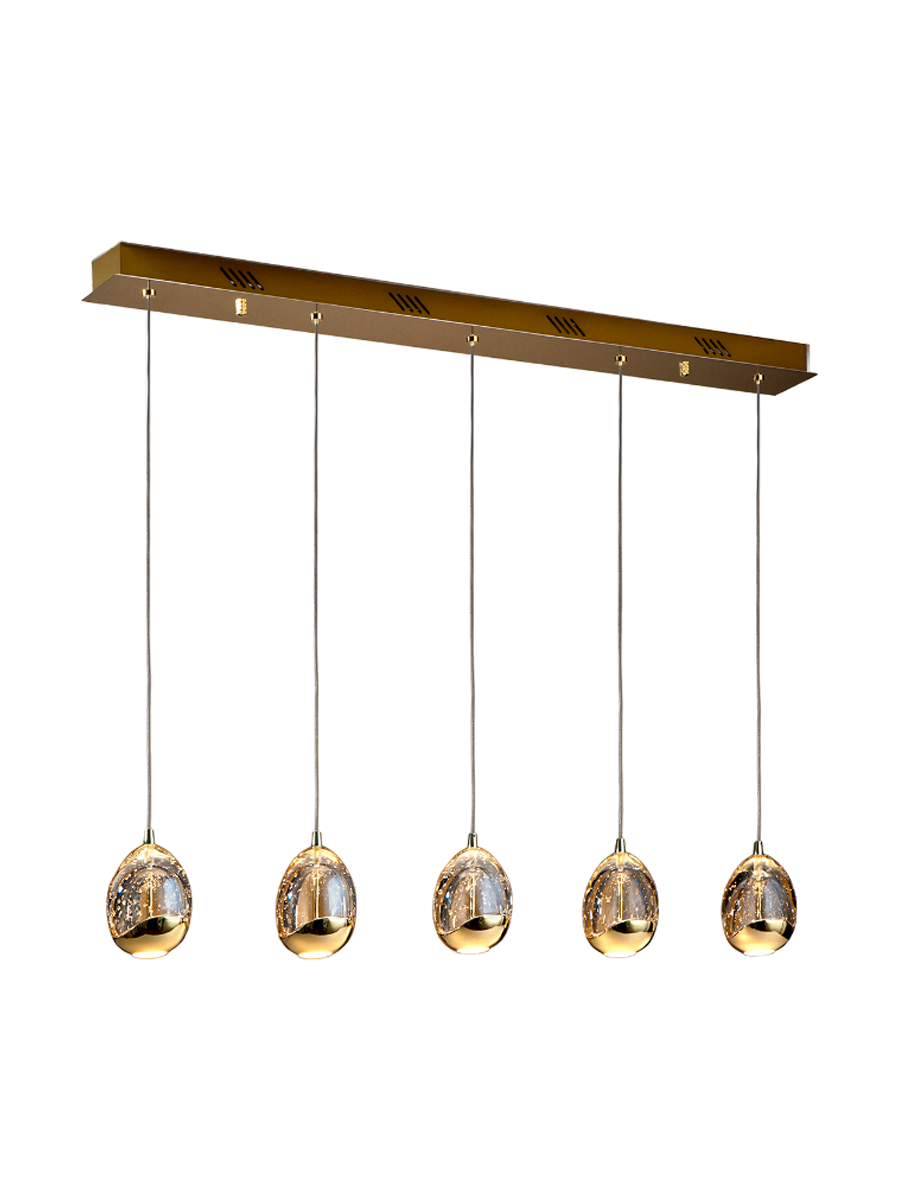 
Dimmbare LED Design Hängelampe „Rocio“ 5-flammig, Gold - ohne Fernbedienung