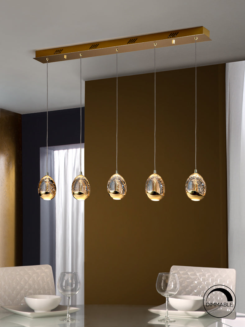 
Dimmbare LED Design Hängelampe „Rocio“ 5-flammig, Gold - ohne Fernbedienung