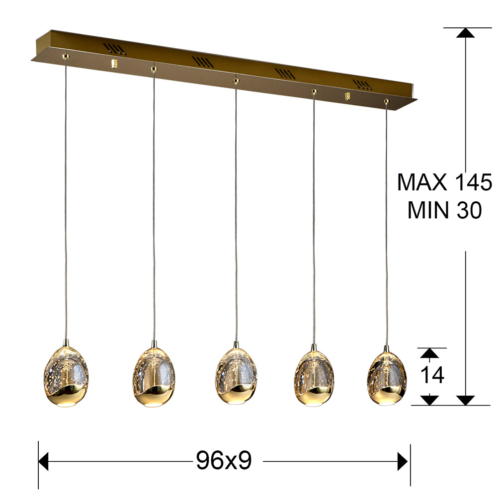 
Lampada a sospensione di design a LED dimmerabile «Rocio» a 5 luci, oro - senza telecomando
