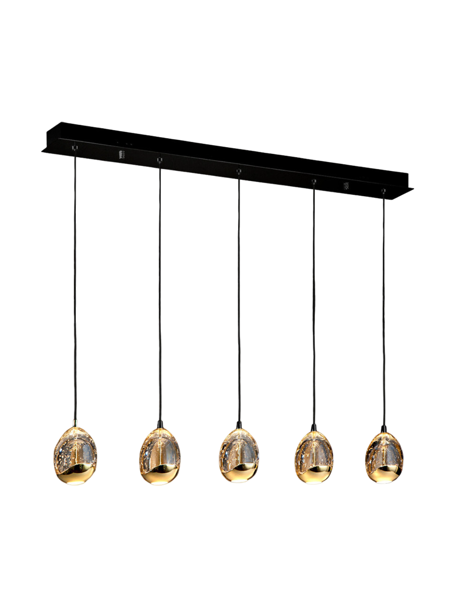 
Dimmbare LED Design Hängelampe „Rocio“ 5-flammig, Schwarz/Gold
