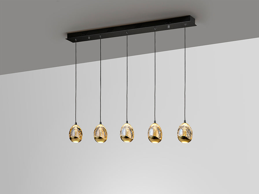 
Lampada a sospensione di design a LED dimmerabile «Rocio» a 5 luci, nero/oro