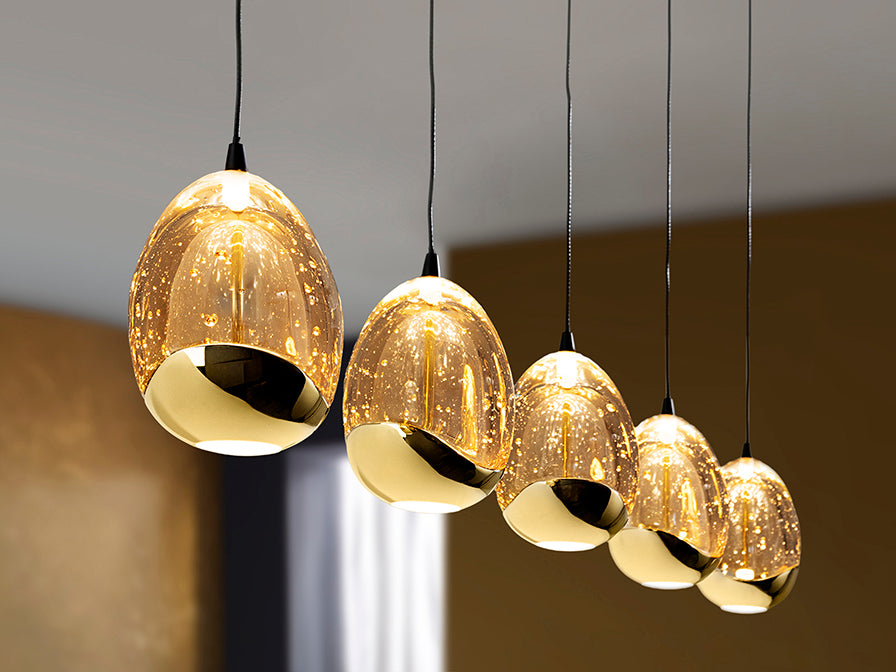 
Lampada a sospensione di design a LED dimmerabile «Rocio» a 5 luci, nero/oro