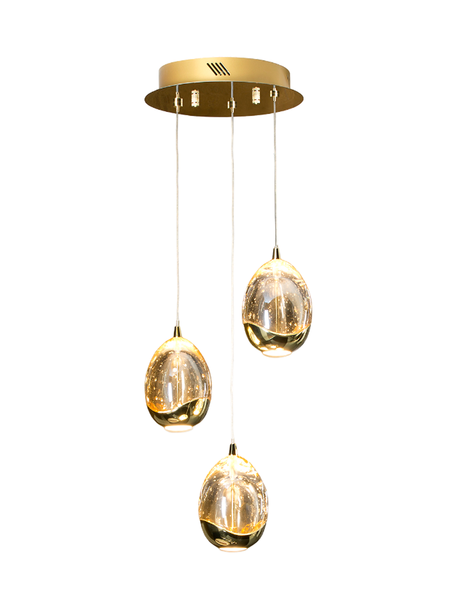 
Suspension LED design à intensité variable « Rocio », 3 lampes, dorée