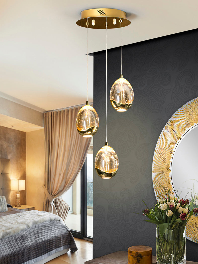 
Dimmable LED designer pendant light “Rocio,” 3-light, Gold