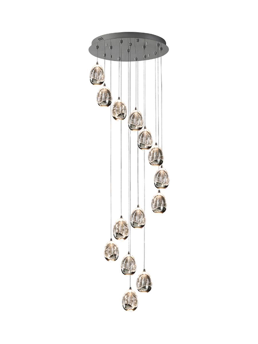 
Dimmable LED designer gallery lamp “Rocio,” 14-light, with remote control, silver