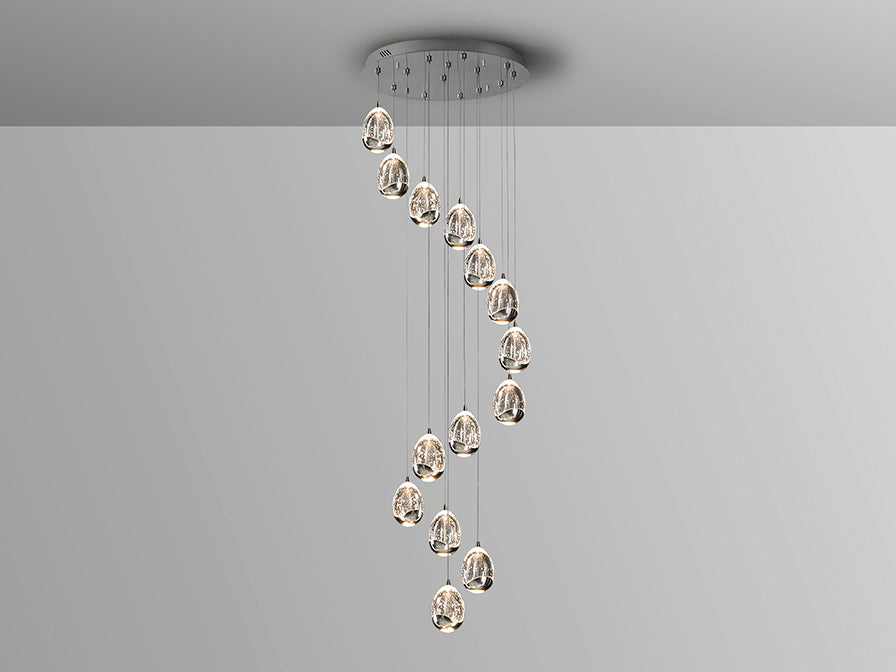 
Dimmable LED designer gallery lamp “Rocio,” 14-light, with remote control, silver