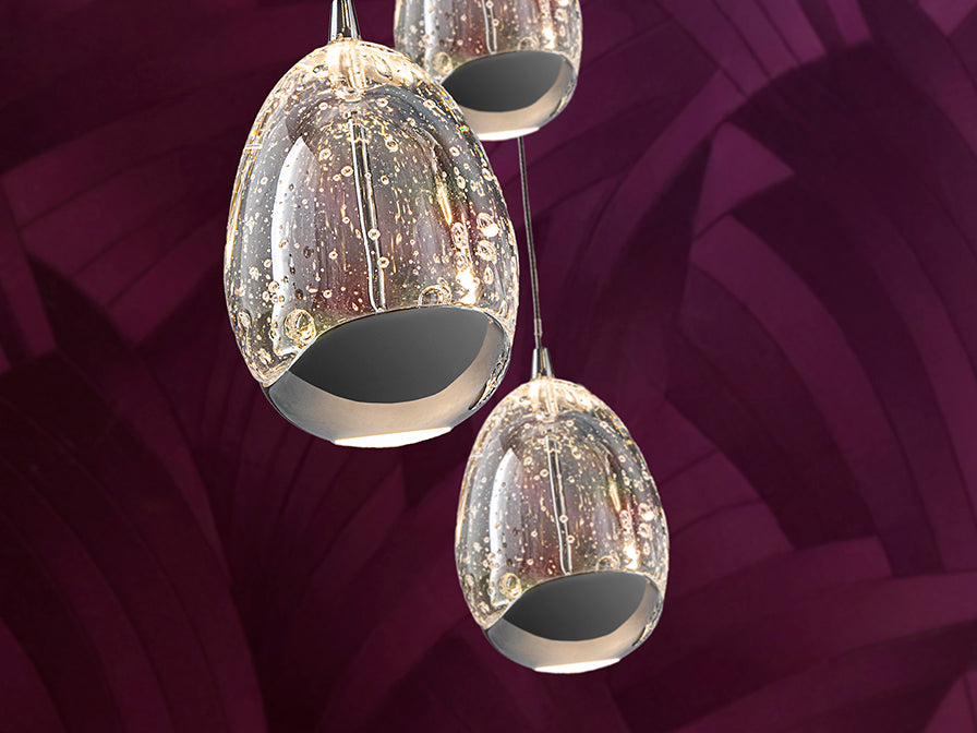 
Dimmable LED designer gallery lamp “Rocio,” 14-light, with remote control, silver