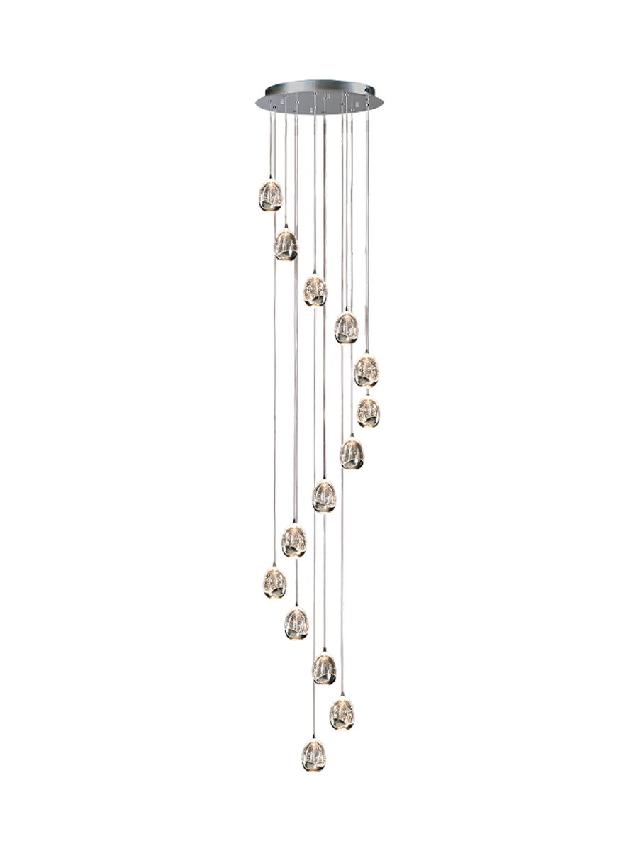 
Dimmable LED designer gallery lamp “Rocio XL”, 14-light, with remote control, silver