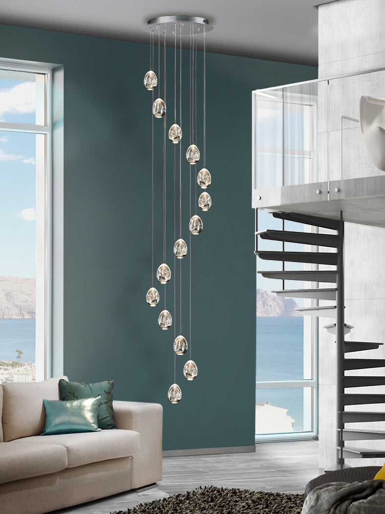 
Dimmable LED designer gallery lamp “Rocio XL”, 14-light, with remote control, silver