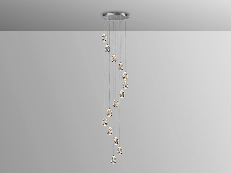 
Dimmable LED designer gallery lamp “Rocio XL”, 14-light, with remote control, silver