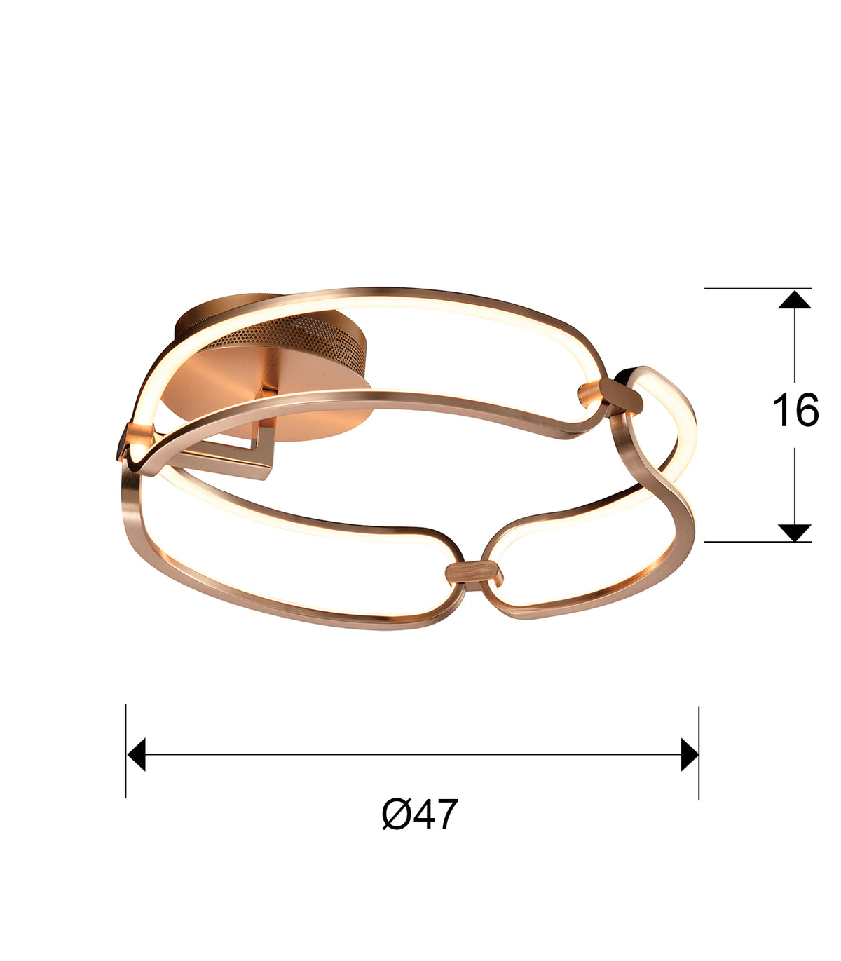 
Dimmable LED designer ceiling light “Colette” Ø 47 cm, rose gold