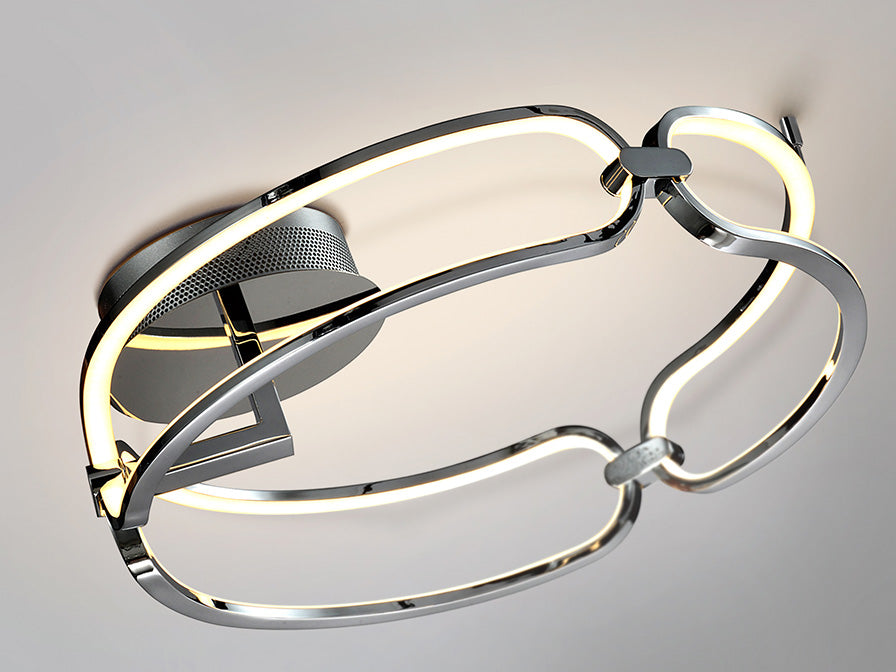 
Plafonnier LED design à intensité variable « Colette » Ø 47 cm, finition chromée - sans télécommande