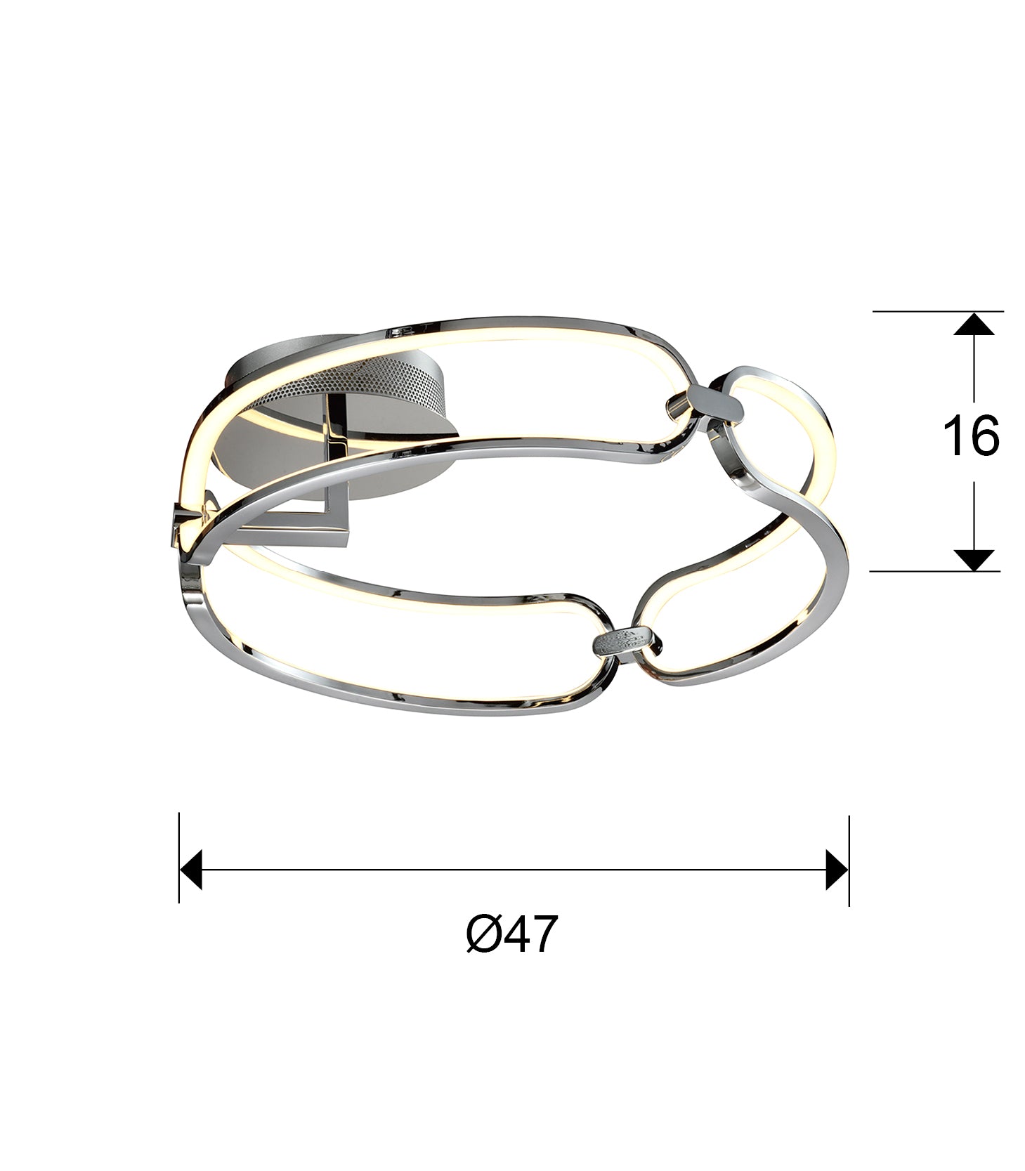 
Plafonnier LED design à intensité variable « Colette » Ø 47 cm, finition chromée - sans télécommande