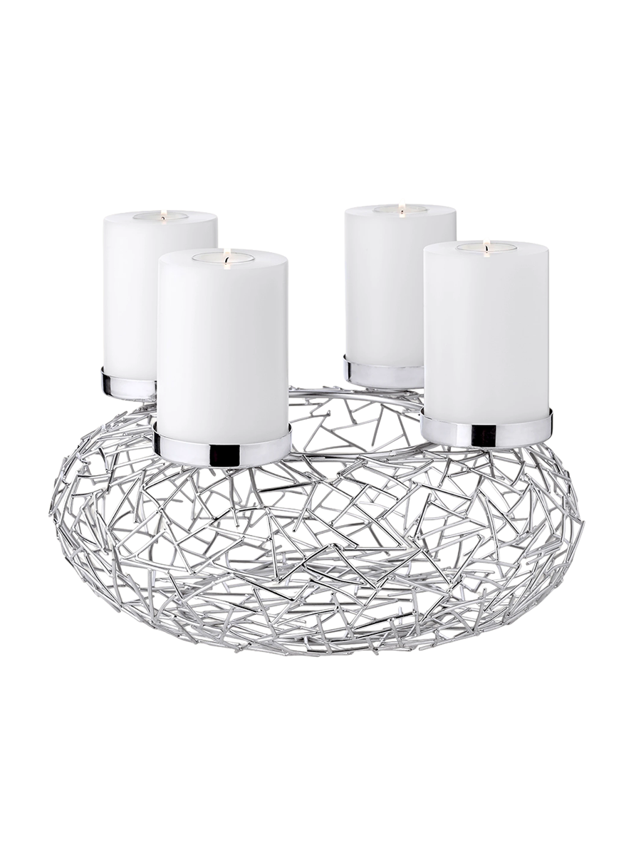 
High-Quality Design Advent Wreath "Milano II" - Glossy Nickel-Plated Stainless Steel