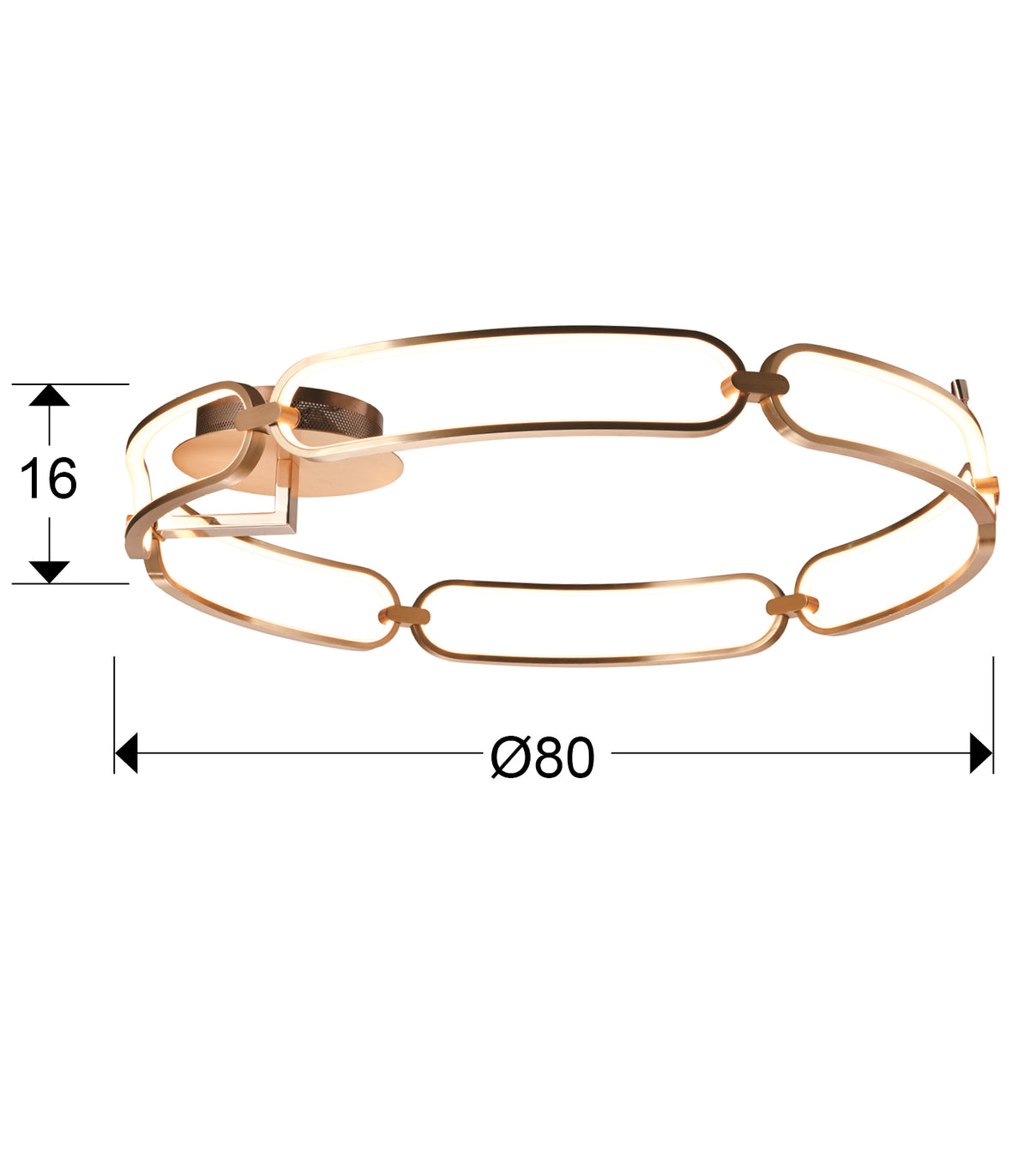 
Dimmbare LED Design Deckenlampe „Colette“ Ø 80 cm, Roségold - ohne Fernbedienung