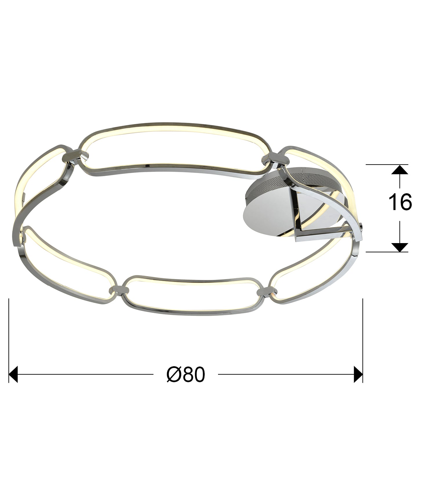 
Dimmbare LED Design Deckenlampe „Colette“ Ø 80 cm, Chrom-Finish - ohne Fernbedienung
