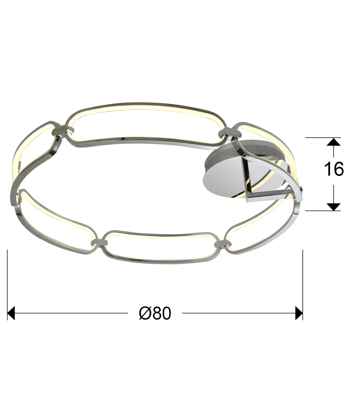 
Dimmbare LED Design Deckenlampe „Colette“ Ø 80 cm, Chrom-Finish - ohne Fernbedienung