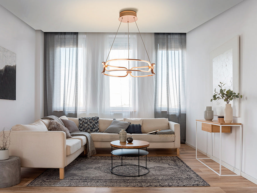 
Dimmbare LED Design Hängelampe „Colette“ Ø 47 cm, Roségold