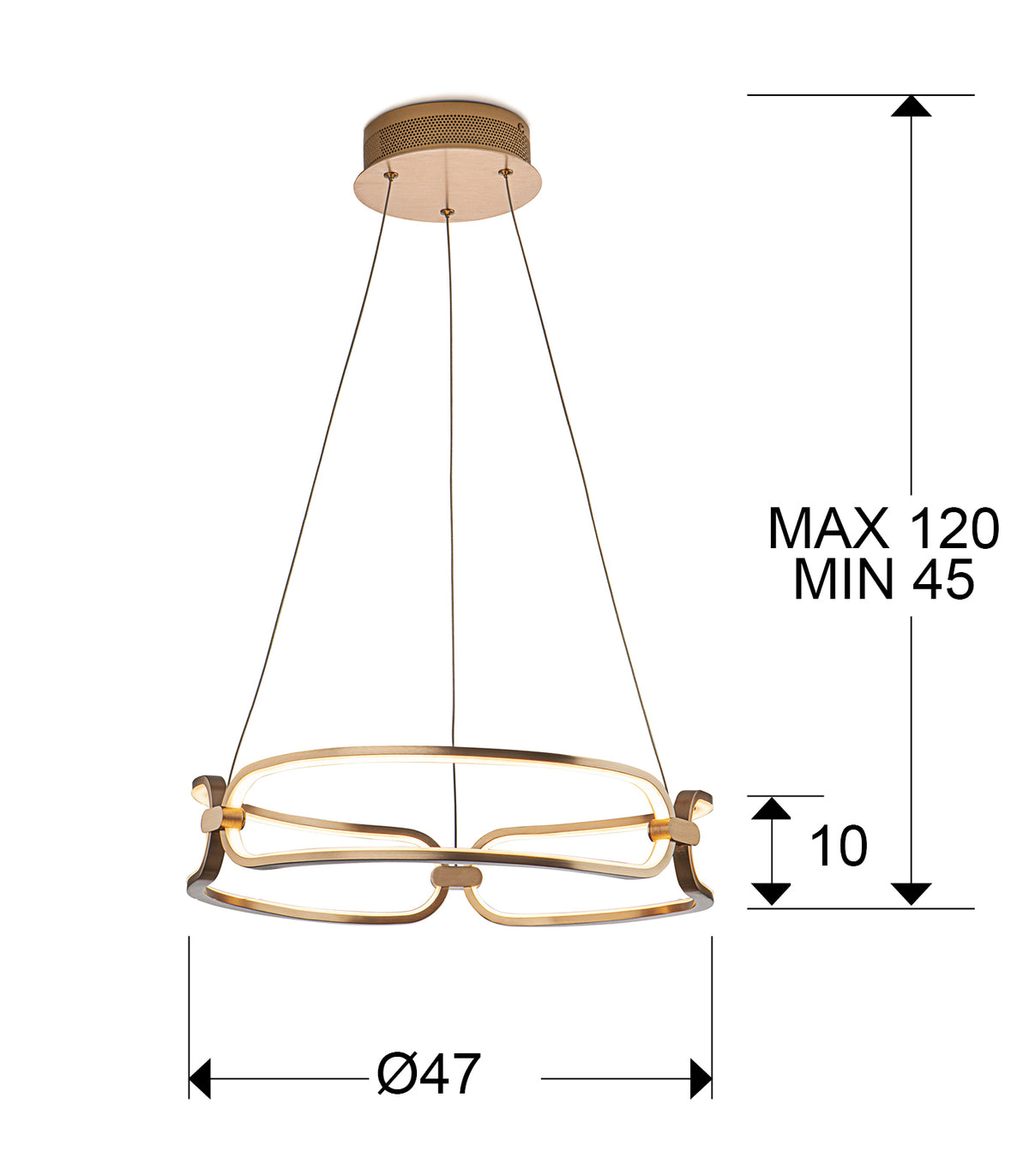 
Suspension LED design à intensité variable « Colette » Ø 47 cm, or rose