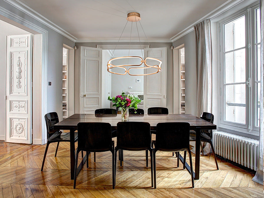 
Dimmbare LED Design Hängelampe „Colette“ Ø 60 cm, Roségold - ohne Fernbedienung