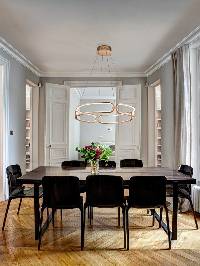 
Dimmbare LED Design Hängelampe „Colette“ Ø 60 cm, Roségold - ohne Fernbedienung