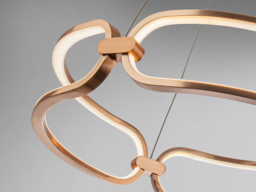 
Dimmbare LED Design Hängelampe „Colette“ Ø 60 cm, Roségold - ohne Fernbedienung