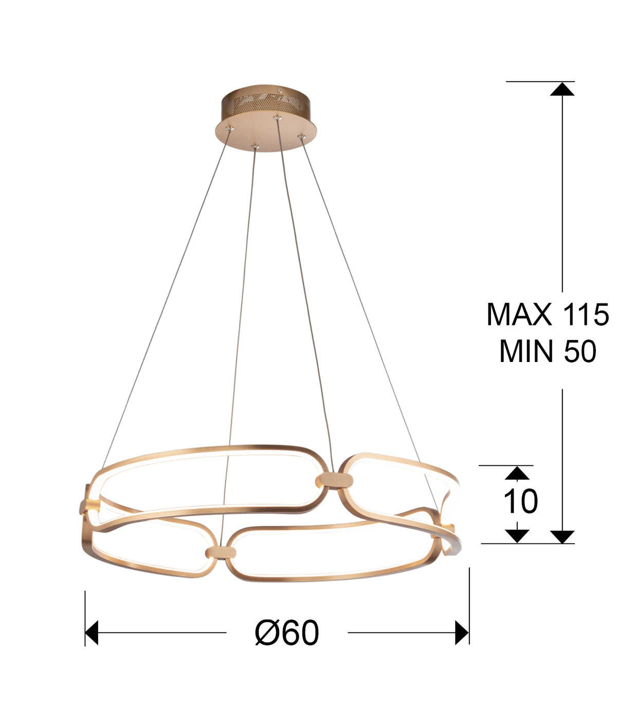 
Dimmbare LED Design Hängelampe „Colette“ Ø 60 cm, Roségold - ohne Fernbedienung