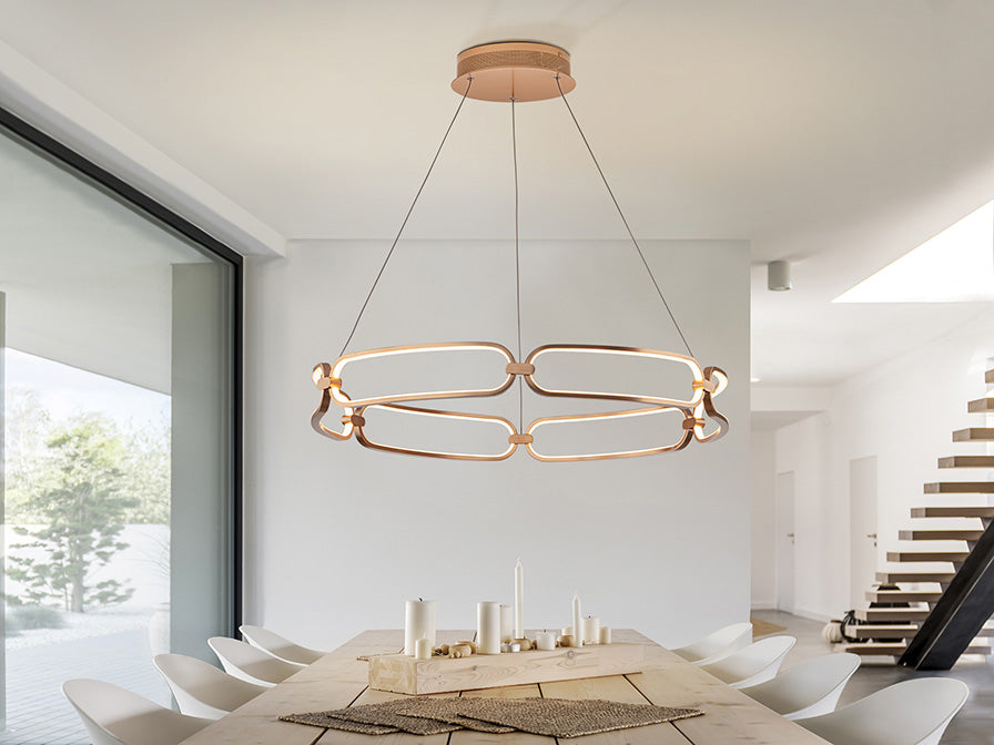 
Dimmbare LED Design Hängelampe „Colette“ Ø 80 cm, Roségold - ohne Fernbedienung