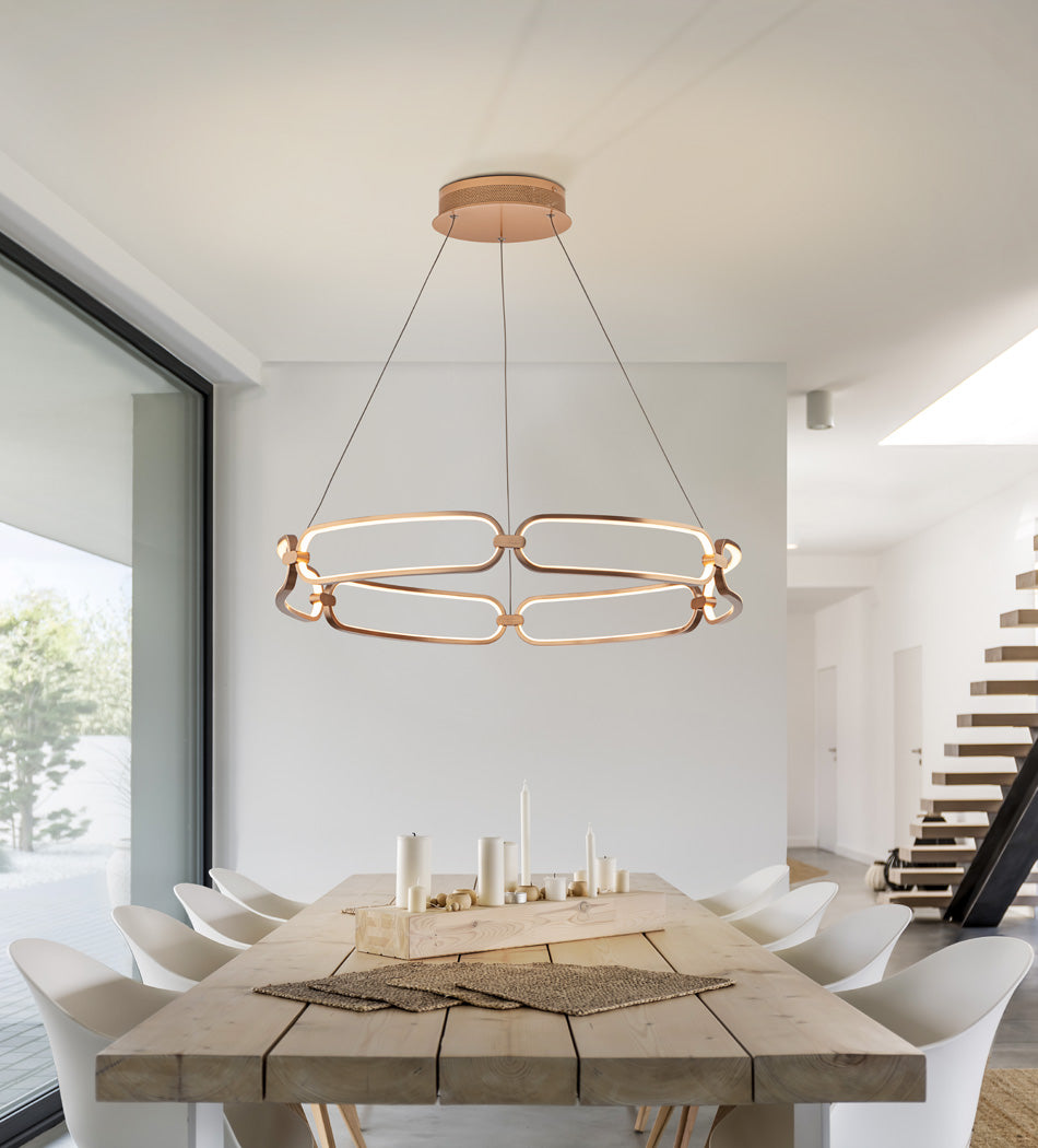 
Dimmbare LED Design Hängelampe „Colette“ Ø 80 cm, Roségold - ohne Fernbedienung