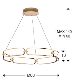 
Dimmbare LED Design Hängelampe „Colette“ Ø 80 cm, Roségold - ohne Fernbedienung