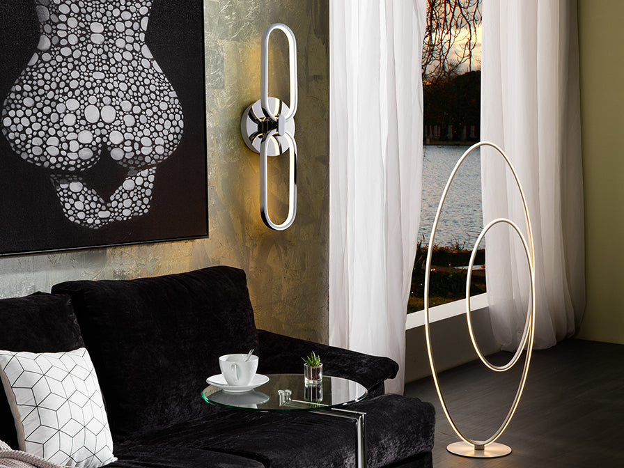
Dimmbare LED Design Wandlampe „Colette“, Chrom-Finish