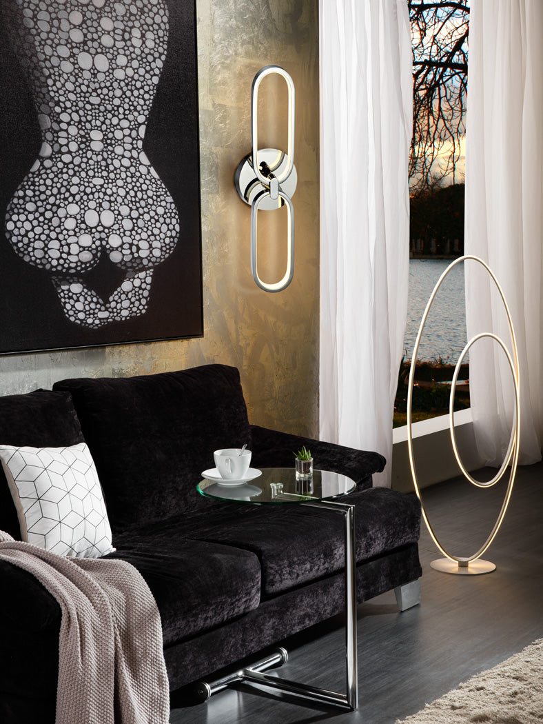 
Dimmable LED designer wall light “Colette”, chrome finish