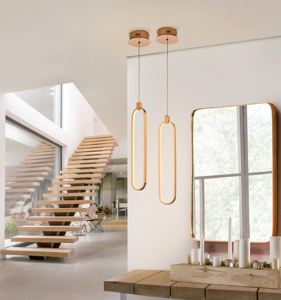 
Suspension LED design à intensité variable « Colette », 1 lumière, or rose