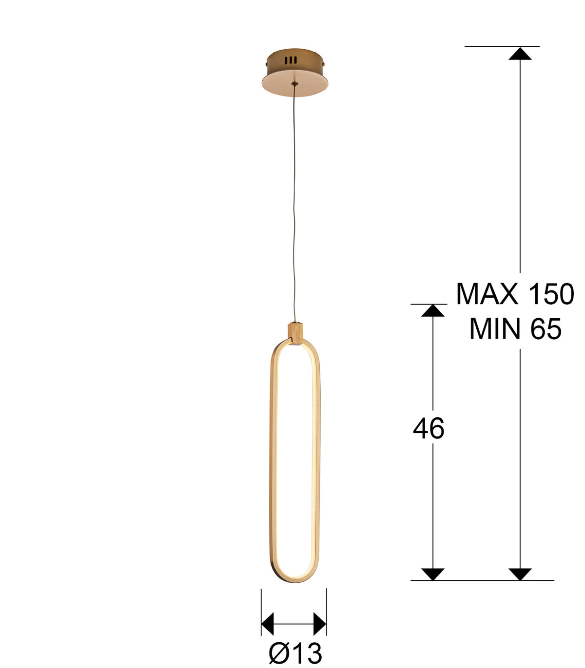 
Suspension LED design à intensité variable « Colette », 1 lumière, or rose
