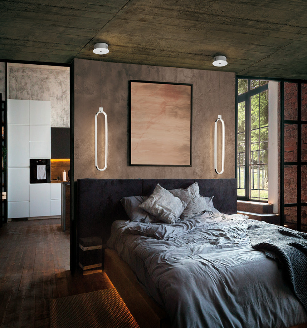 
Suspension LED design à intensité variable « Colette », 1 lumière, finition chromée