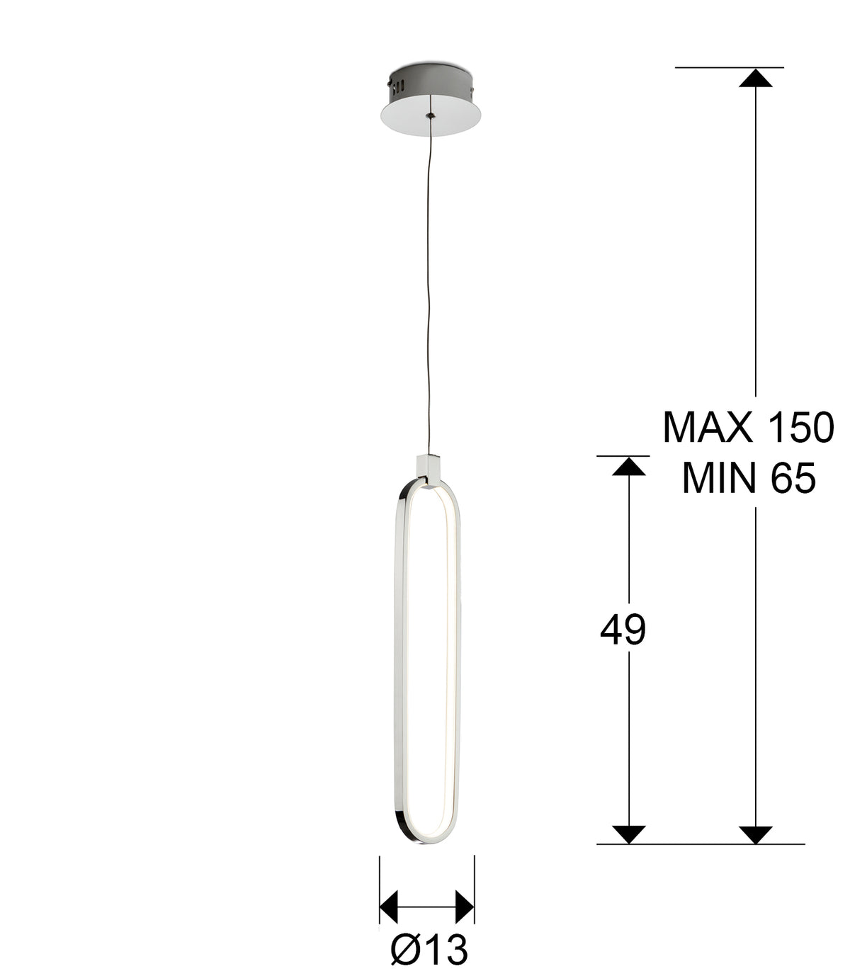 
Suspension LED design à intensité variable « Colette », 1 lumière, finition chromée