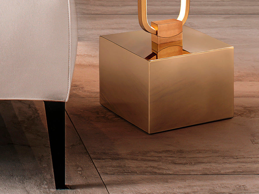 
Dimmable LED designer floor lamp “Colette”, rose gold