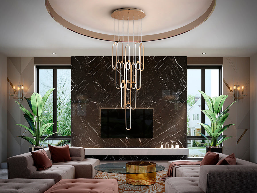 
Dimmable LED designer pendant light “Colette” with remote control, 14-light