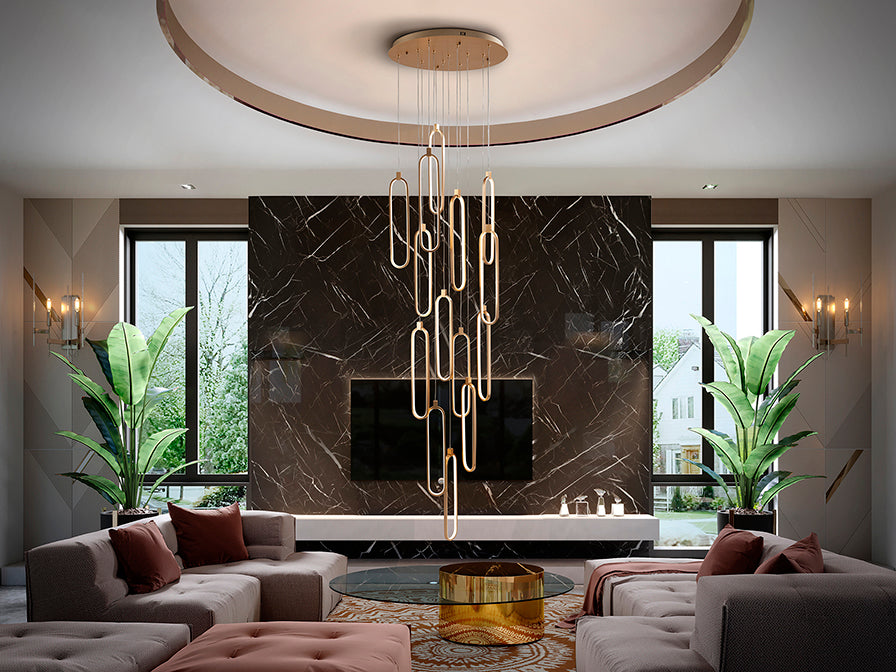 
Dimmable LED designer pendant light “Colette” with remote control, 14-light