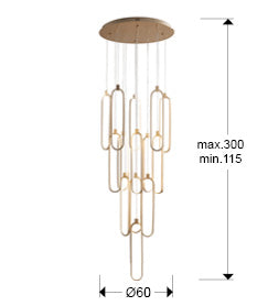 
Dimmable LED designer pendant light “Colette” with remote control, 14-light