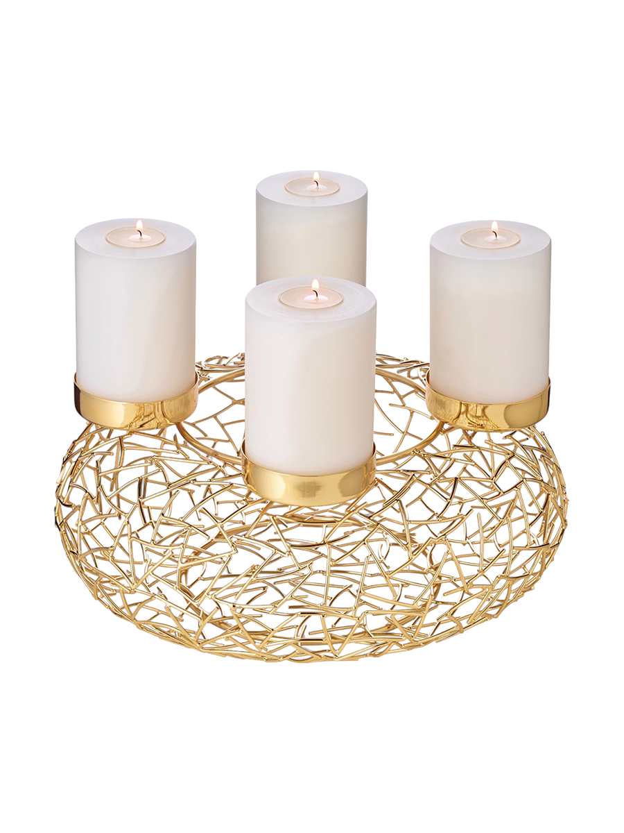 
High-Quality Designer Advent Wreath "Milano," Various Sizes - Gold / 34 cm diameter