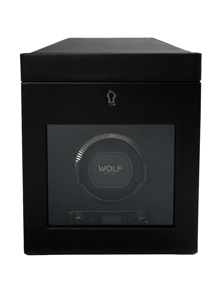 
"British Racing Single Watch Winder" with Storage Compartment - Black