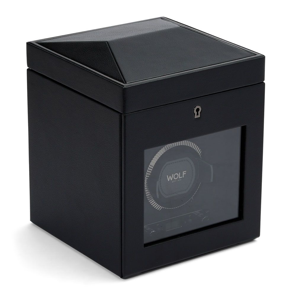 
"British Racing Single Watch Winder" with Storage Compartment - Black