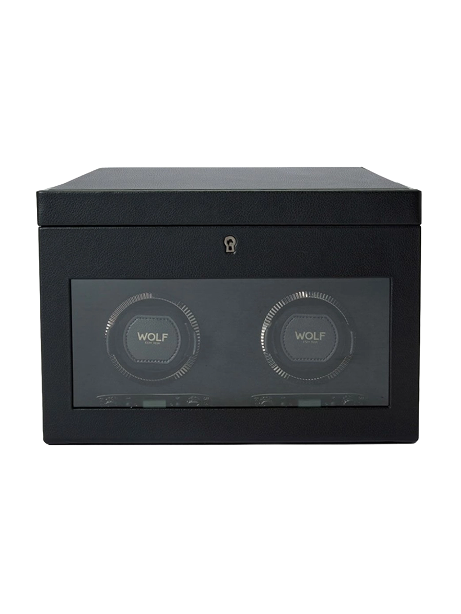 
"British Racing Double Watch Winder" with Travel Case - Black