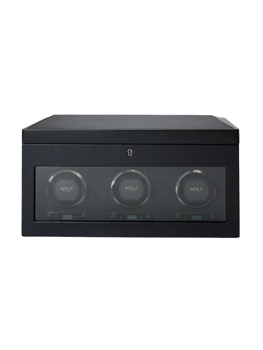 
"British Racing Triple Watch Winder" with Travel Case - Black