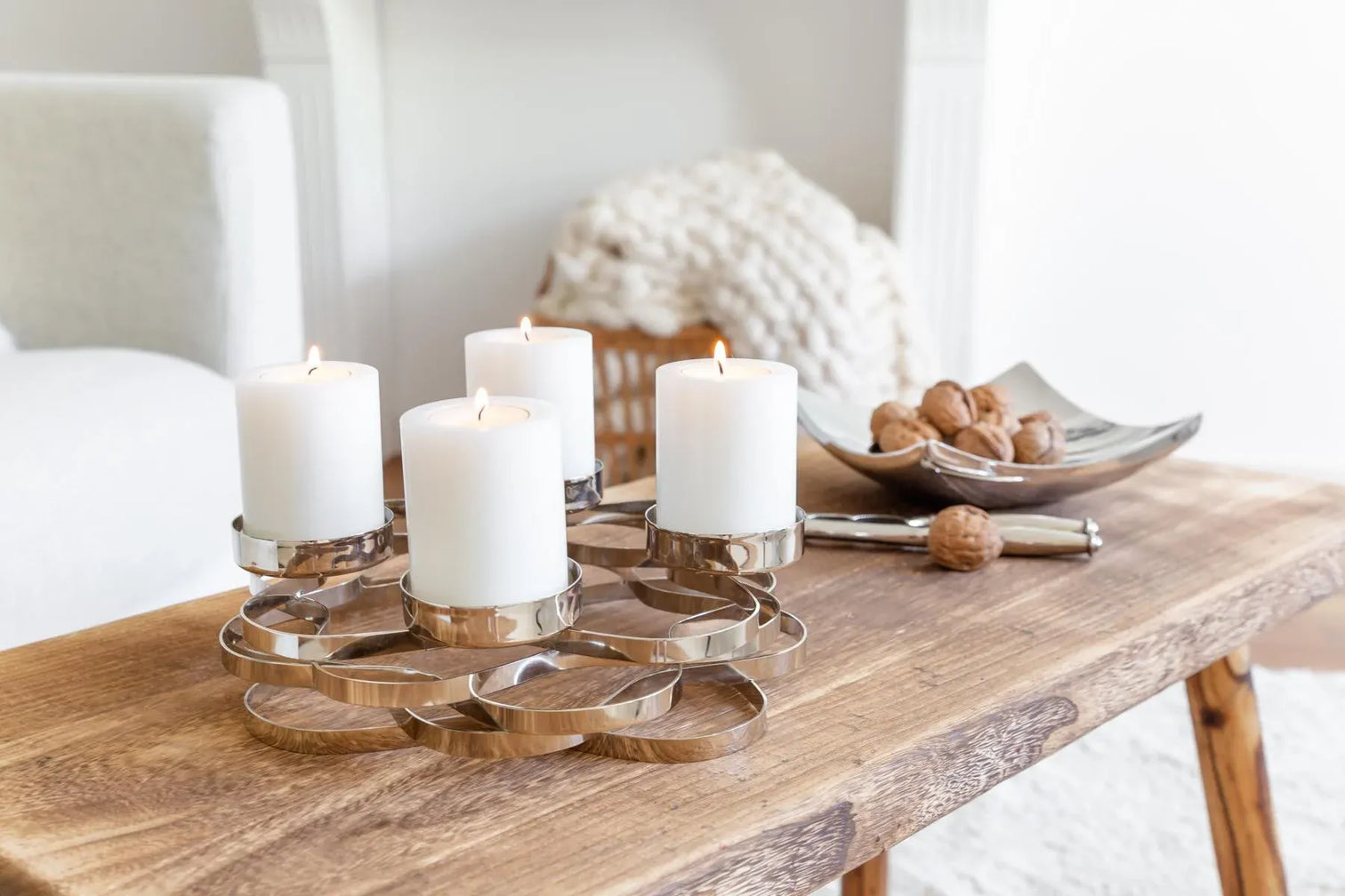 
High-quality designer Advent wreath "Anita" - nickel-plated stainless steel